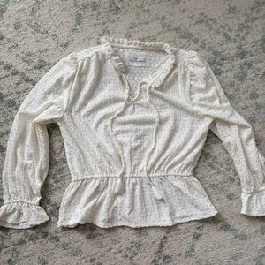 White Lacey Long Sleeve Blouse - M/L